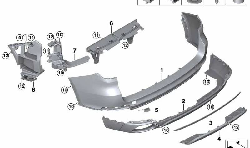 Revestimiento Parachoques Imprimado Trasero para BMW X5 F15 (OEM 51127384334). Original BMW