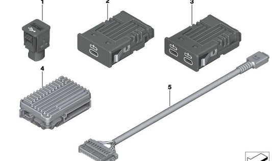 Dual USB connection for Mini F66, U25 Series 2 U06, X1 U11, U12, X2 U10, X5 G18N (OEM 84105A57B32). Genuine BMW