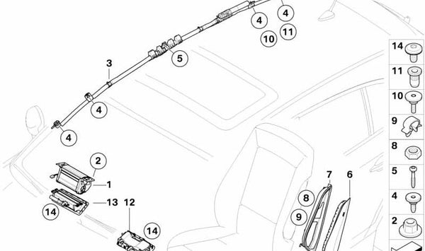 Tornillo de cabeza cilíndrica con dispositivo antirrotación para BMW E81, E82, E87, E87N (OEM 07147129567). Original BMW