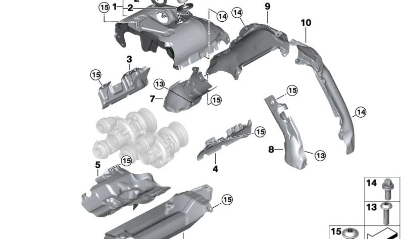 Protección térmica inferior para BMW X5 E70, X6 E71 (OEM 11657589091). Original BMW.