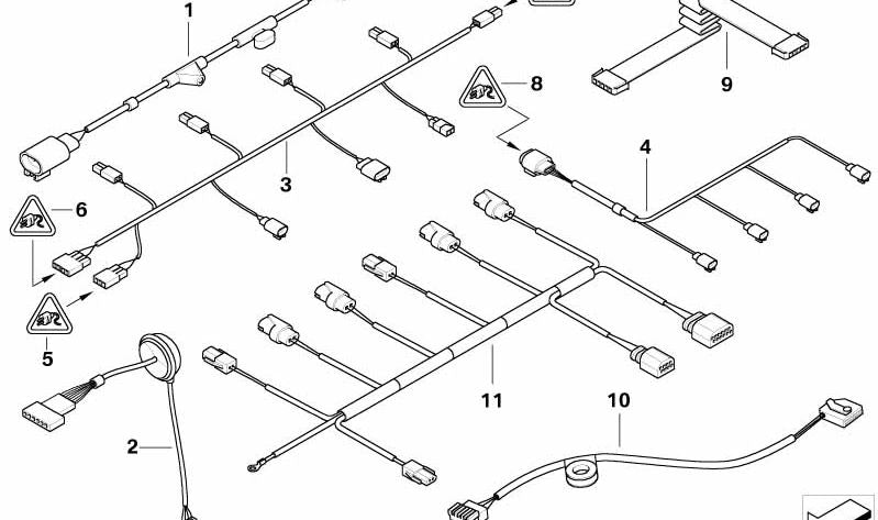 Cableado parachoques trasero para BMW E65, E66 (OEM 61126907313). Original BMW