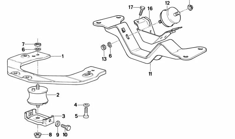 Soporte central del motor OEM 24701138434 para BMW Serie 5 (E34). Original BMW