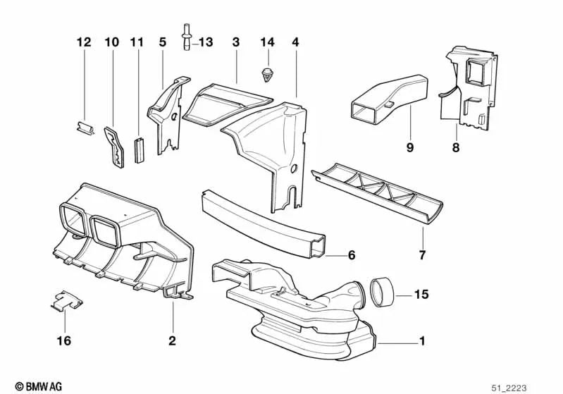 Conducto de Aire Central para BMW Serie 8 E31 (OEM 51718108399). Original BMW.