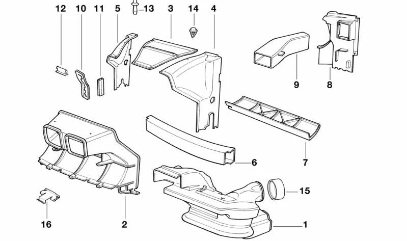 Conducto de aire lateral izquierdo OEM 51711970473 para BMW E31. Original BMW.