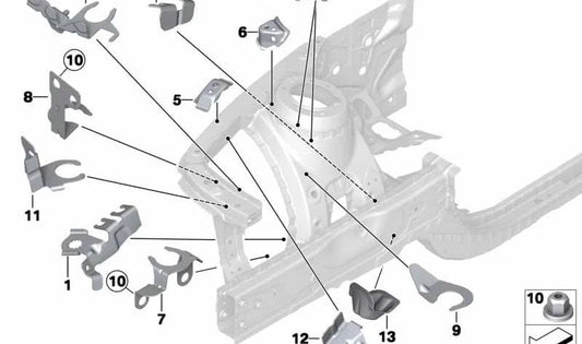 Soporte lateral AGD OEM 41007390654 para BMW F20, F21, F22, F23, F87, F30, F31, F34, F35, F32, F33, F36. Original BMW.