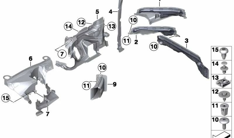 Cubierta del engranaje de dirección delantera izquierda para BMW Serie 5 F10, F11, F18N (OEM 51757287549). Original BMW