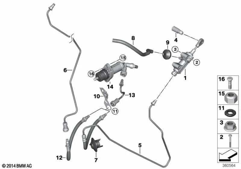 Manguera de presión para BMW Serie 1 E81, E82, E87, F20, F21 Serie 2 F22, F23, F87 Serie 3 E90, E91, E92, F30, F31, F34, F80 Serie 4 F32, F33, F36, F82, F83 X1 E84 X3 F25 X4 F26 Z4 E89 (OEM 21526869285). Original BMW.