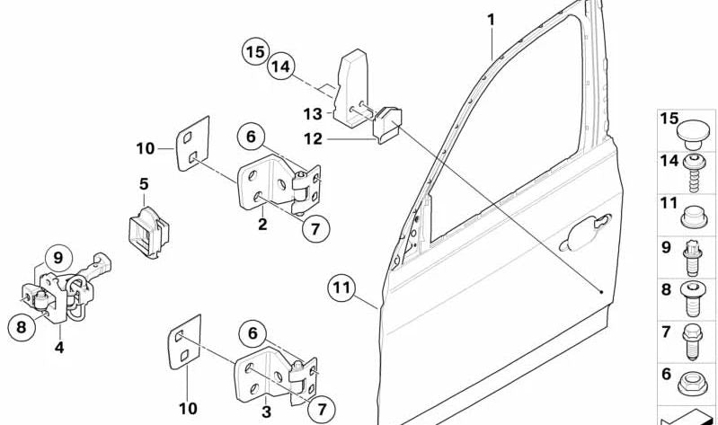 Bisagra inferior izquierda de puerta OEM 41003422371 para BMW E83 (X3). Original BMW.