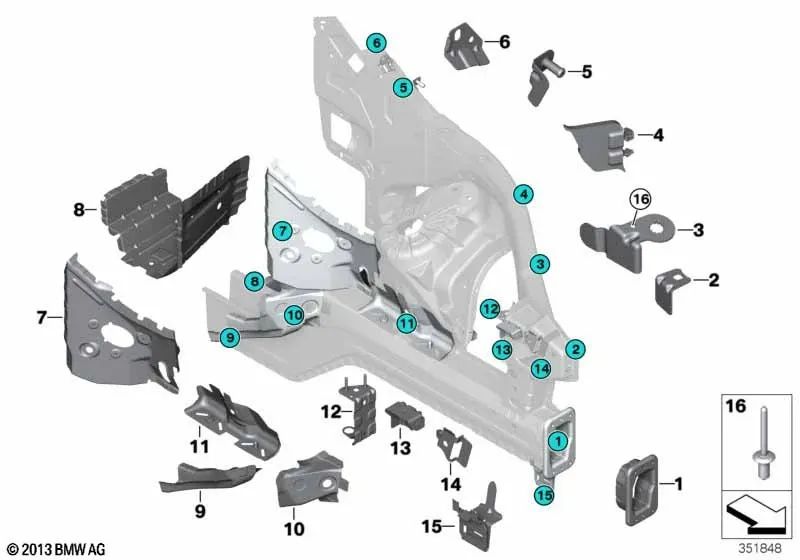 Soporte del radiador inferior izquierdo para BMW X5 E70, F15, Serie X6 E71, F16 (OEM 41117174341). Original BMW