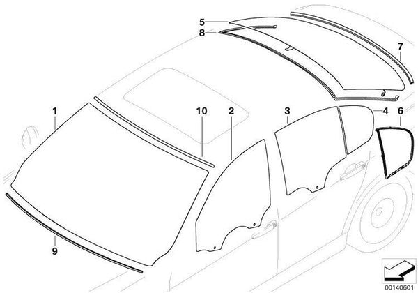 Cubierta Junta Superior Y Lateral Cristal Trasero Para Bmw E90. Original Recambios