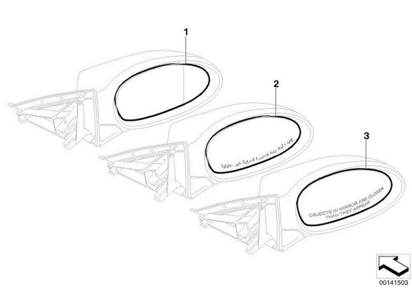 Cristal De Espejo Lado Izquierdo. Calentado Gran Angular Azul Para Bmw E46 E90 E91 E92 E93 E81 E87