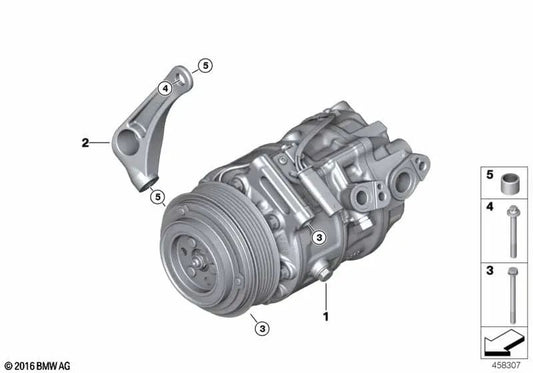 Compresor de aire acondicionado con embrague magnético para BMW Serie 7 G12, G12N (OEM 64525A58A53). Original BMW.