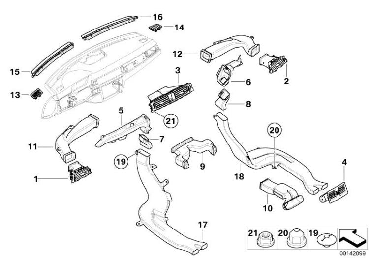 Parrilla De Aire Fresco Central Para Bmw E90 E91 E92 E93. Original Recambios