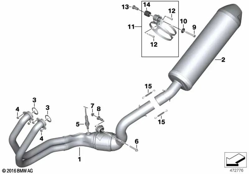 Muffler Support for BMW Motorrad models F, K70, K71, K72, K73, K75 (OEM 18127698065). Original BMW Motorrad