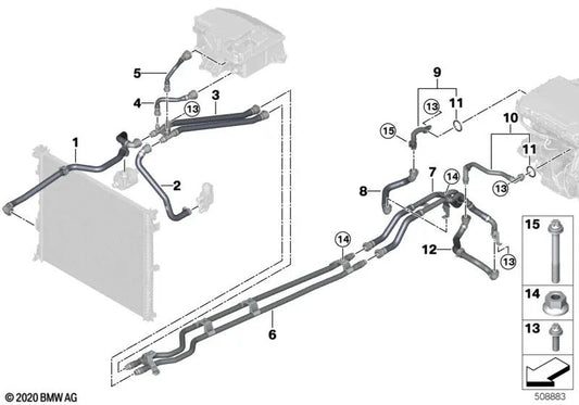 Elektrischer Wasserpumpenschlauch für BMW E46, F30, F80 (OEM 17128743372). Original BMW.