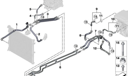 Manguera de refrigerante OEM 17128743377 para BMW G08, iX3. Original BMW