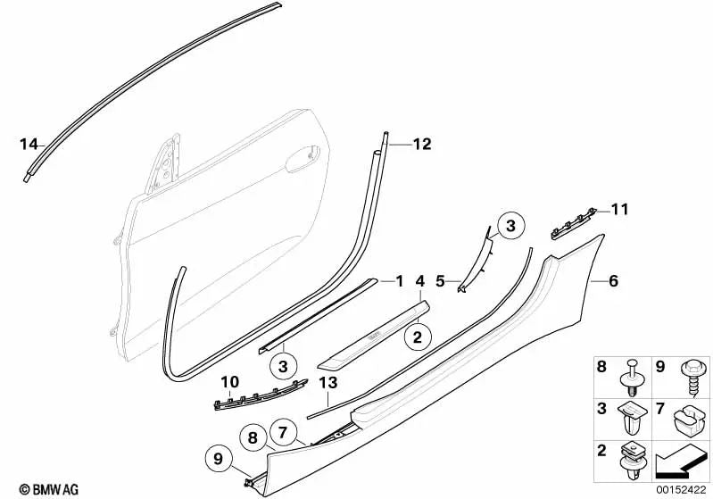 Soporte faldón lateral trasero izquierdo para BMW Z4 E85, E86 (OEM 51717034027). Original BMW