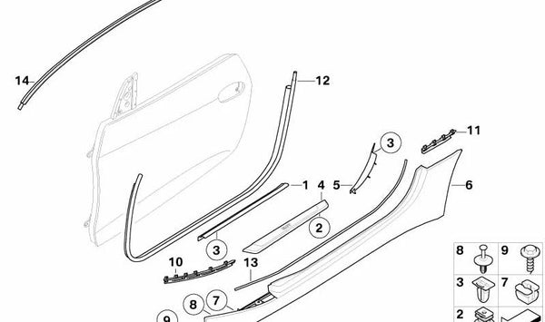 Tapa embellecedora izquierda OEM 51477055707 para BMW E85 (Z4). Original BMW