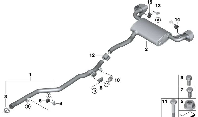 Silenzio posteriore OEM 18308595364 per BMW G02 (X4). BMW originale.