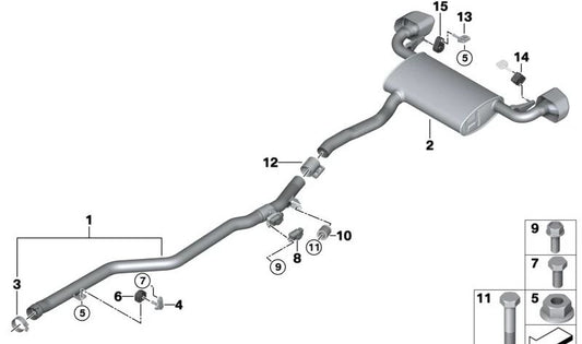 Silêncio traseiro OEM 18308595364 para BMW G02 (X4). BMW original.