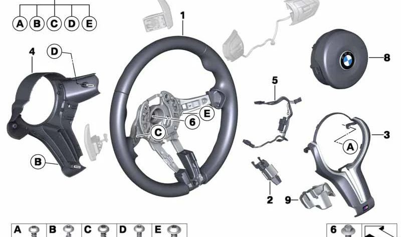 Volante in pelle OEM M in pelle 32307854458 per BMW F85, F86. BMW originale.