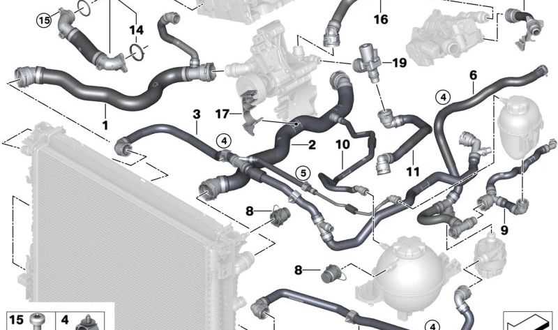 OEM 17125A4B7 Vidro de expansão para BMW G01, G02. BMW original.