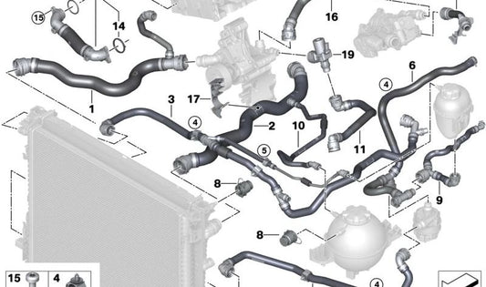 OEM 17125A4B7 Vidro de expansão para BMW G01, G02. BMW original.