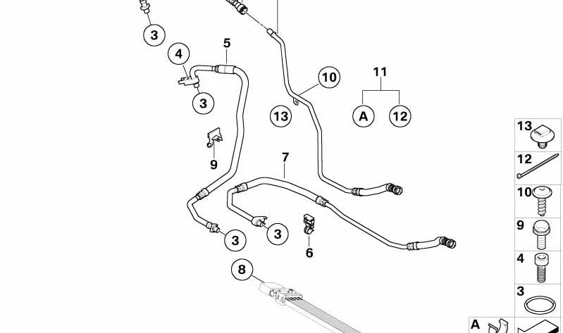 Tubería de retorno del enfriador de aceite de la transmisión para BMW Serie 5 E60N, E61N (OEM 17227571985). Original BMW.