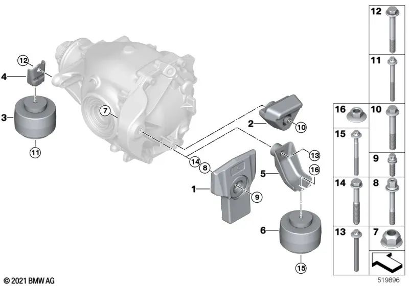 Assorbitore di vibrazioni per la BMW 3 F30N, F31, F31N, F34, 4 F32, F36 (OEM 33176865491). BMW originale.