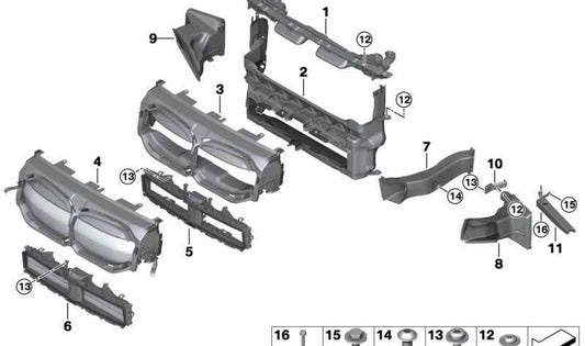 Conducción de aire del radiador desplazado izquierda para BMW F40 (OEM 51748076099). Original BMW.