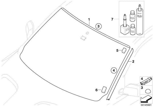 Cubierta/goma Parabrisas Parte Superior Para Bmw E83. Original Recambios