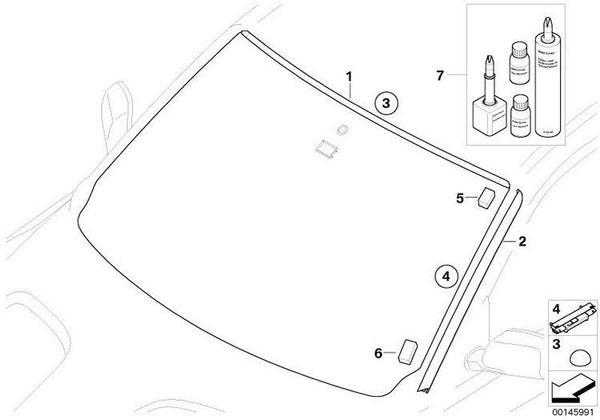 Cubierta/goma Parabrisas Parte Superior Para Bmw E83. Original Recambios