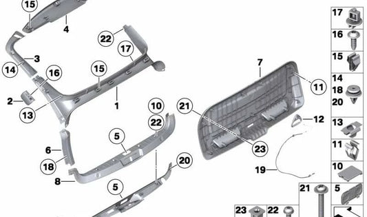 Junta de estanqueidad izquierda OEM 51497220249 para BMW F07. Original BMW.