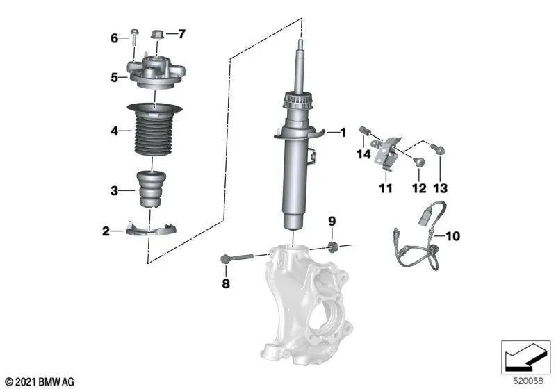 Front left shock absorber VDC for BMW G29 (OEM 37106895067). Original BMW