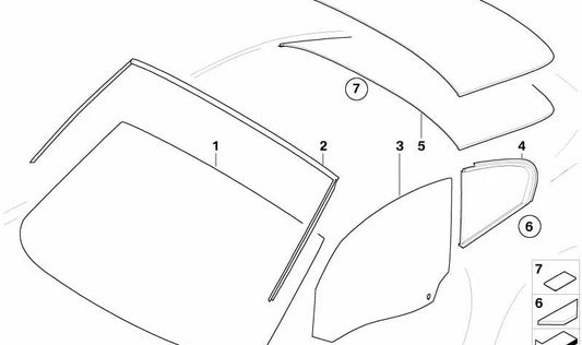 Parabrisas verde OEM 51317051543 para BMW Z4 (E85, E86). Original BMW