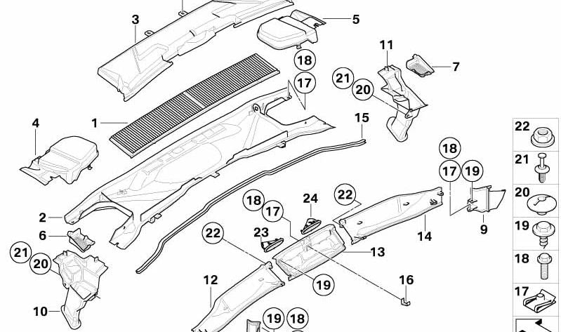 Boîte inférieure pour le filtre à air OEM 64316924277 pour BMW E90, E91, E92, E93, E84. BMW d'origine