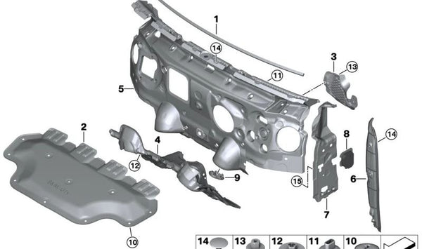 Sellado del marco lateral izquierdo para BMW X1 U11, U12 (OEM 51489462143). Original BMW.