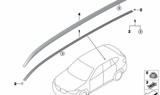 Moldura del techo izquierda para BMW F48, F48N (OEM 51137349633). Original BMW