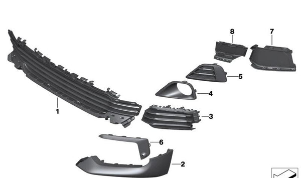 Moldura antiniebla derecha OEM 51117435124 para BMW F39. Original BMW.