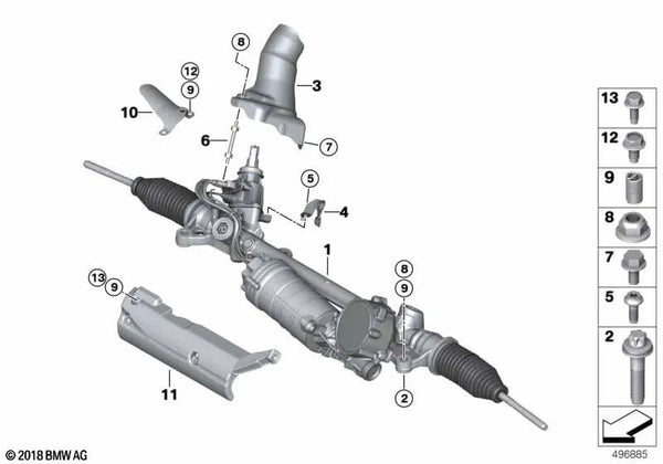 Cremallera de dirección eléctrica para BMW G26 (OEM 32105A439A0). Original BMW