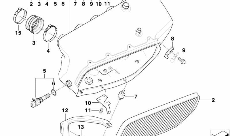 Colector de aire para BMW Serie 3 E46 (OEM 11617833496). Original BMW