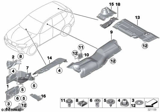 Thermal insulation Right engine mount for BMW F25, F26 (OEM 51487213676). Original BMW