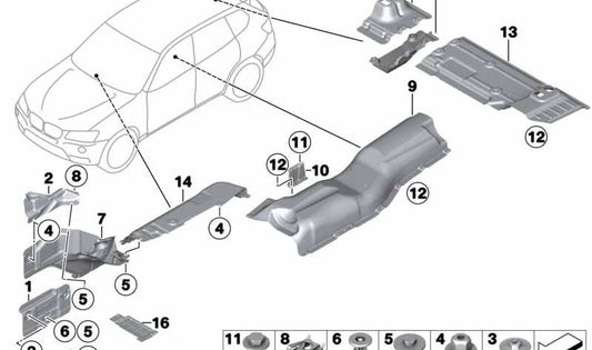 Aislamiento térmico del túnel para BMW F25, F26 (OEM 51487213685). Original BMW