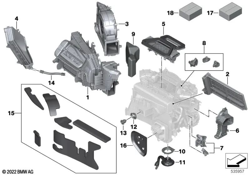 Fan Housing for BMW 5 Series G60, G61, G68, G90, 7 Series G70 (OEM 64115A5D0D3). Original BMW