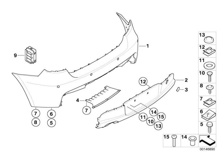 Tapa Chapaleta Ojete De Remolque Para Parachoques Trasero -M- Bmw E87 E81. Original Recambios