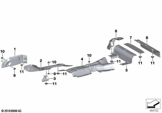 Aislamiento térmico lateral derecho para BMW Z4 G29 (OEM 51487441907). Original BMW