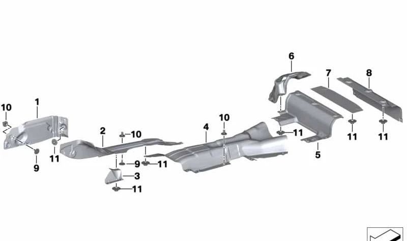 Aislamiento térmico medio izquierdo para BMW G29 (OEM 51487441905). Original BMW