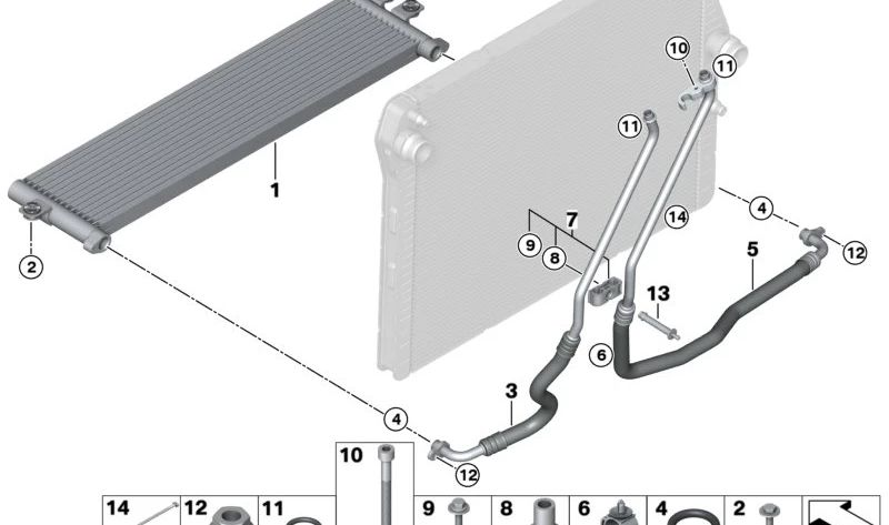 Conducto de Refrigeración de Aceite de Motor Avance para BMW F87N, F80, F80N, F82, F83 (OEM 17222358290). Original BMW