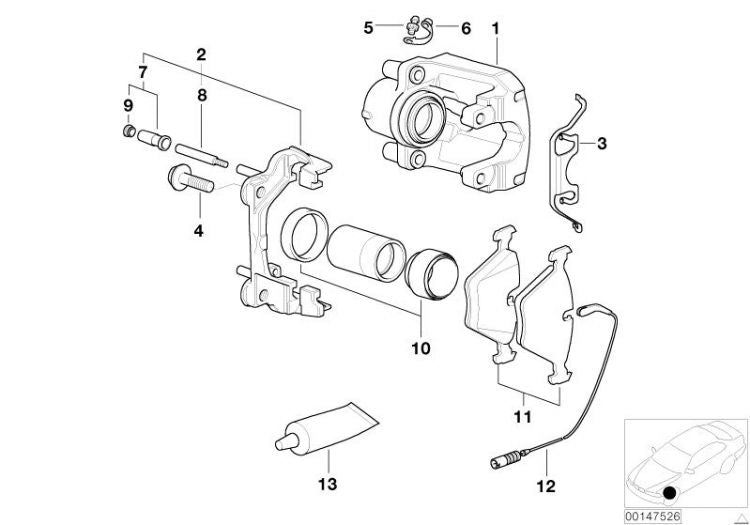 Caja Para Silla De Freno Delantero Bmw E60 E61. Original Recambios