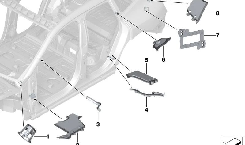 C-Pillar Outer Lower Part OEM 41007955451 for BMW I20. Original BMW.